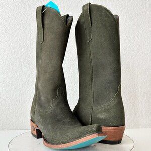 Lane EMMA JANE Womens Cowboy Boots 7.5 Green Suede Western Cowgirl Mid Calf